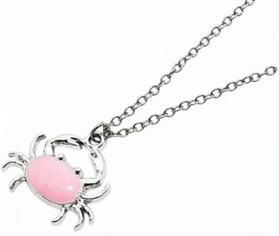 Cadena de acero quirurgico con dije fantasia cangrejo rosa 45cm + 5cm